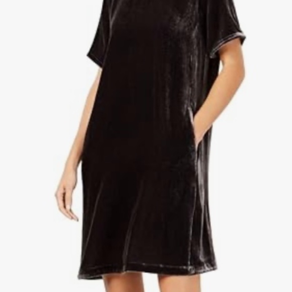 EILEEN FISHER CHARCOAL VELVET BACK TIE SHIFT - Picture 5 of 6